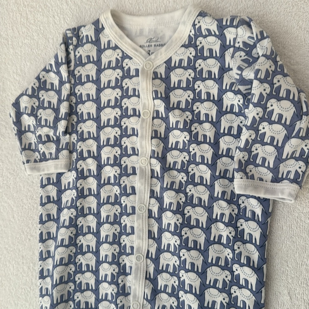 Roberta Roller Rabbit - Elephant - Hathi Footie - Size: 3-6M